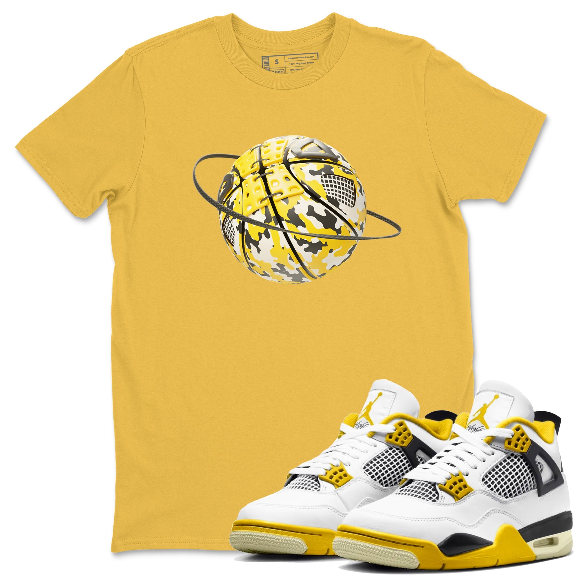 AJ4 Vivid Sulfur shirt to match jordans Camo Basketball Planet sneaker tees Air Jordan 4 Vivid Sulfur Drip Gear Zone unisex cotton Daisy 1 crew neck shirt