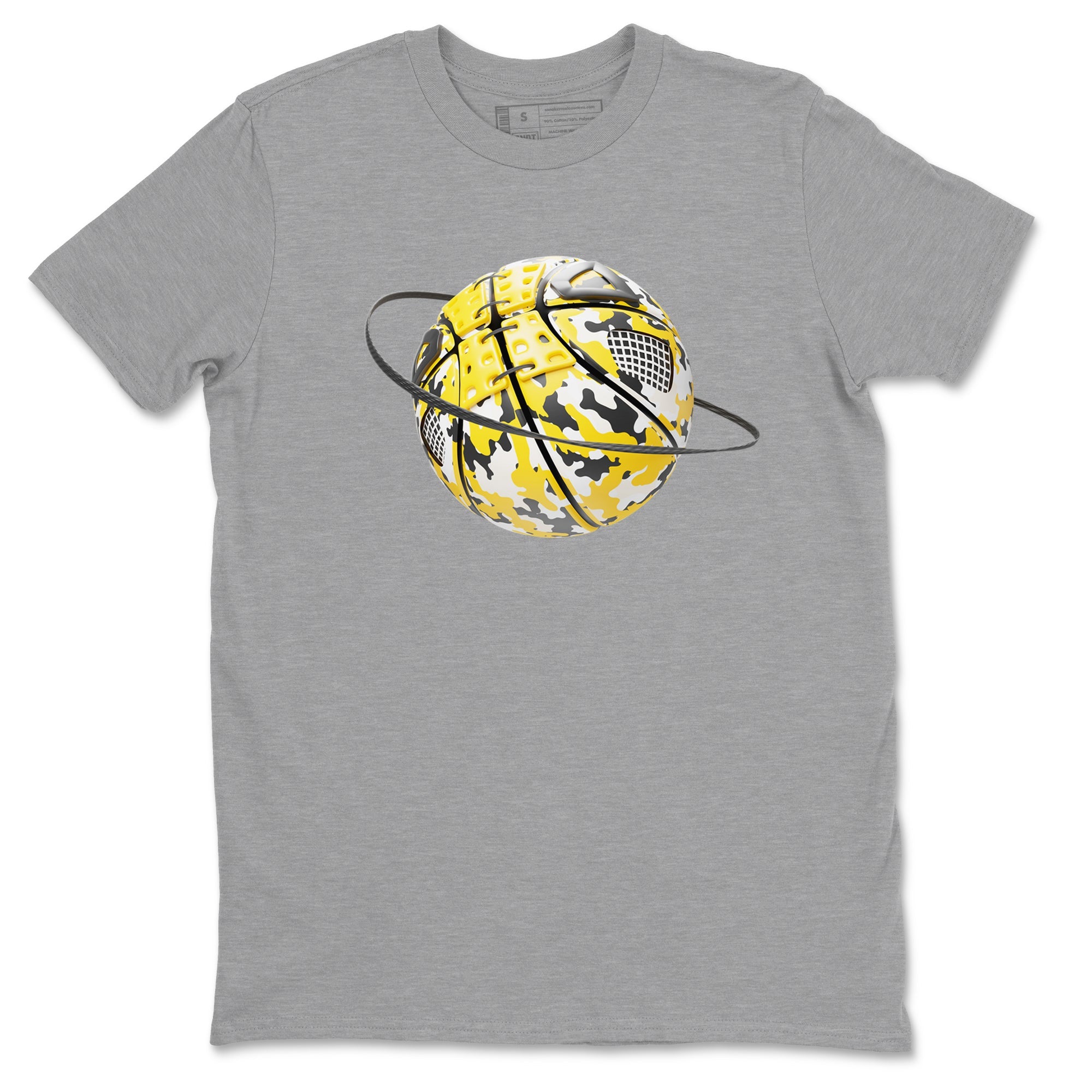 AJ4 Vivid Sulfur shirt to match jordans Camo Basketball Planet sneaker tees Air Jordan 4 Vivid Sulfur Drip Gear Zone unisex cotton Heather Grey 2 crew neck shirt