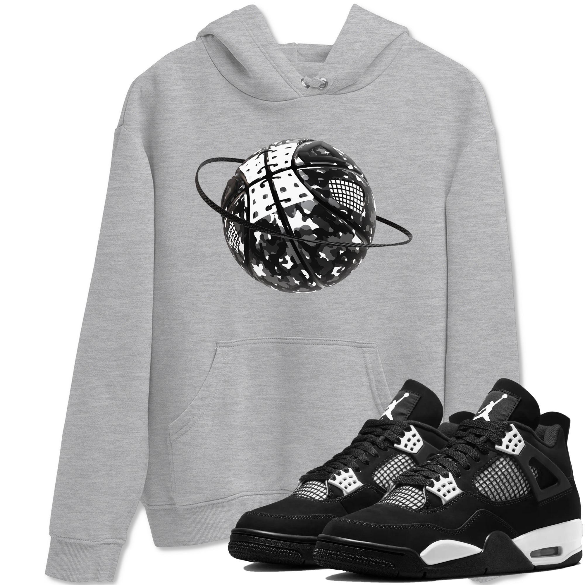 4s White Thunder shirts to match jordans Camo Basketball Planet sneaker match tees Air Jordan 4 White Thunder Drip Gear Zone unisex cotton Heather Grey 1 crew neck shirts