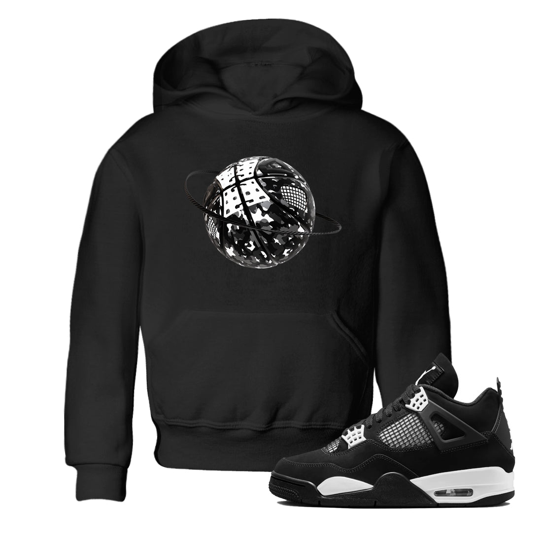 4s White Thunder shirts to match jordans Camo Basketball Planet sneaker match tees Air Jordan 4 White Thunder Drip Gear Zone Youth Baby Black 1 crew neck shirts