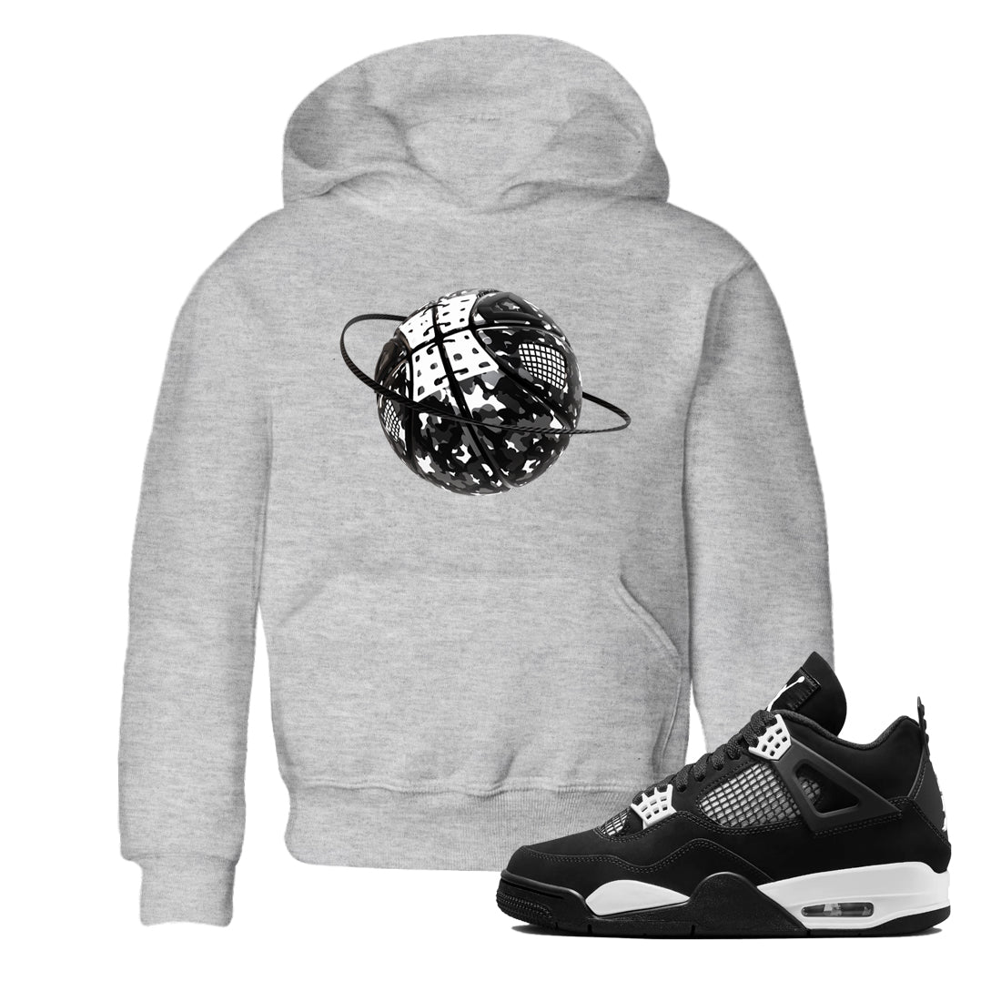 4s White Thunder shirts to match jordans Camo Basketball Planet sneaker match tees Air Jordan 4 White Thunder Drip Gear Zone Youth Baby Heather Grey 1 crew neck shirts