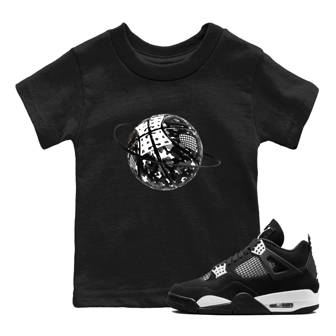 4s White Thunder shirts to match jordans Camo Basketball Planet sneaker match tees Air Jordan 4 White Thunder Drip Gear Zone Youth Baby Black 1 crew neck shirts