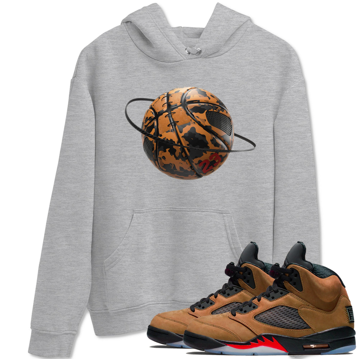 5s Archaeo Brown shirts to match jordans Camo Basketball Planet sneaker match tees Air Jordan 5 Archaeo Brown match shoes to clothes Drip Gear Zone unisex cotton Heather Grey 1 shirts