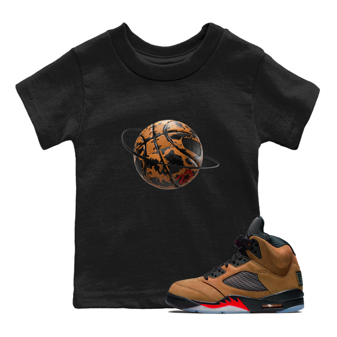 5s Archaeo Brown shirts to match jordans Camo Basketball Planet sneaker match tees Air Jordan 5 Archaeo Brown match shoes to clothes Drip Gear Zone Youth Baby Black 1 tee