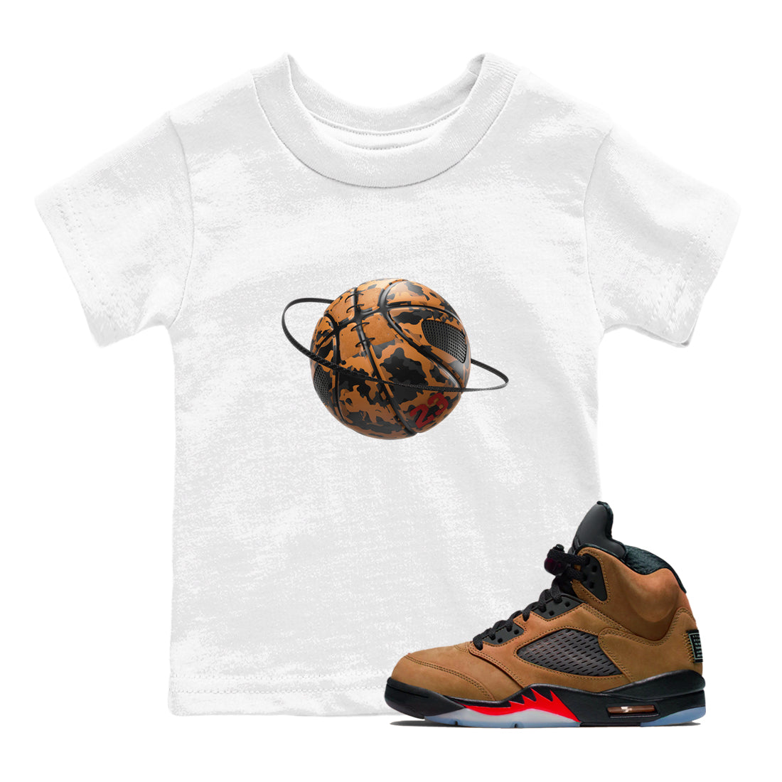 5s Archaeo Brown shirts to match jordans Camo Basketball Planet sneaker match tees Air Jordan 5 Archaeo Brown match shoes to clothes Drip Gear Zone Youth Baby White 1 tee