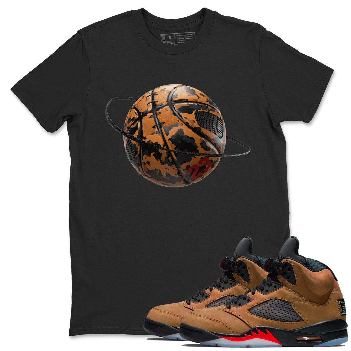 5s Archaeo Brown shirts to match jordans Camo Basketball Planet sneaker match tees Air Jordan 5 Archaeo Brown match shoes to clothes Drip Gear Zone unisex cotton Black 1 shirts