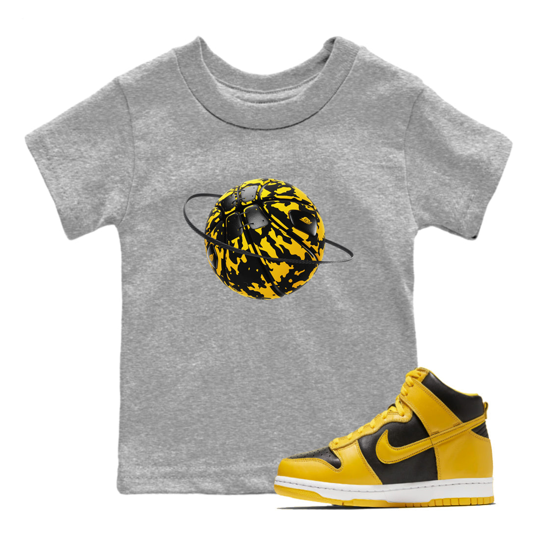 Dunk High Wu Tang shirts to match jordans Camo Basketball Planet sneaker match tees Dunk High Wu Tang match shoes to clothes Drip Gear Zone Youth Baby Heather Grey 1 tee