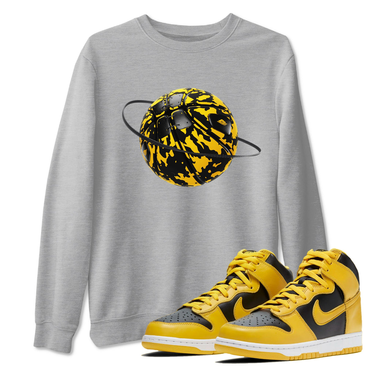 Dunk High Wu Tang shirts to match jordans Camo Basketball Planet sneaker match tees Dunk High Wu Tang match shoes to clothes Drip Gear Zone unisex cotton Heather Grey 1 shirts