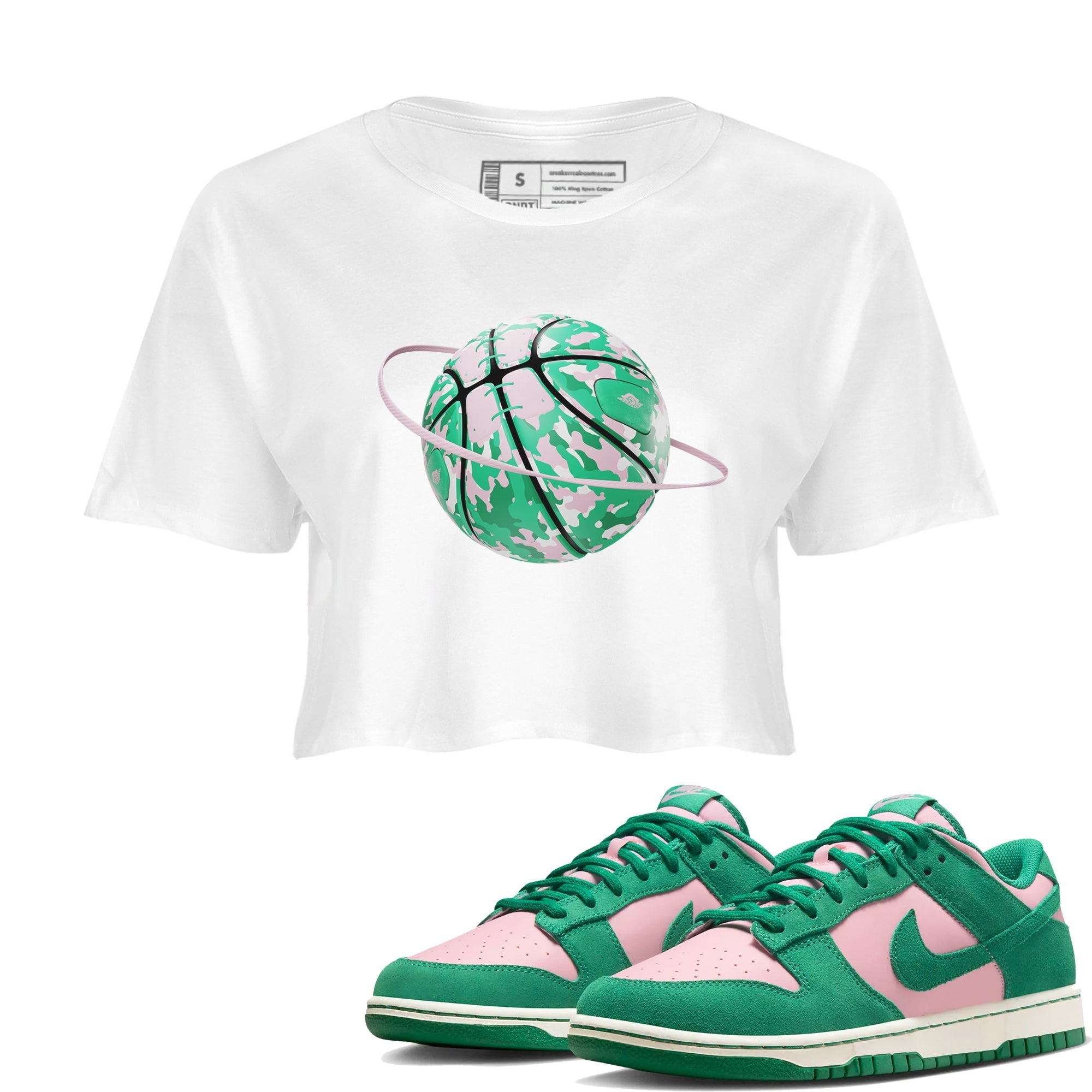 Dunk Low Medium Soft Pink Malachite shirt to match jordans Camo Basketball Planet sneaker tees Dunk Medium Soft Pink Malachite Drip Gear Zone White 1 crop length shirt