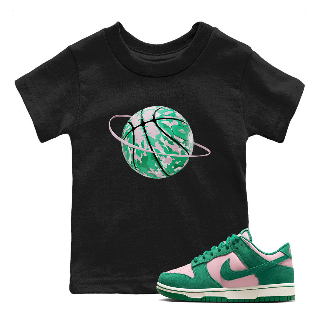 Dunk Low Medium Soft Pink Malachite shirt to match jordans Camo Basketball Planet sneaker tees Dunk Medium Soft Pink Malachite Drip Gear Zone baby toddler Black 1 cotton Shirt