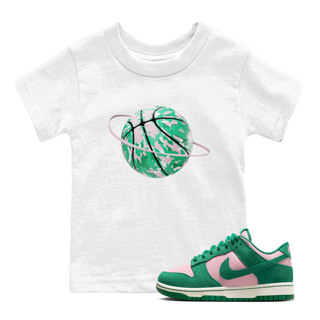 Dunk Low Medium Soft Pink Malachite shirt to match jordans Camo Basketball Planet sneaker tees Dunk Medium Soft Pink Malachite Drip Gear Zone baby toddler White 1 cotton Shirt