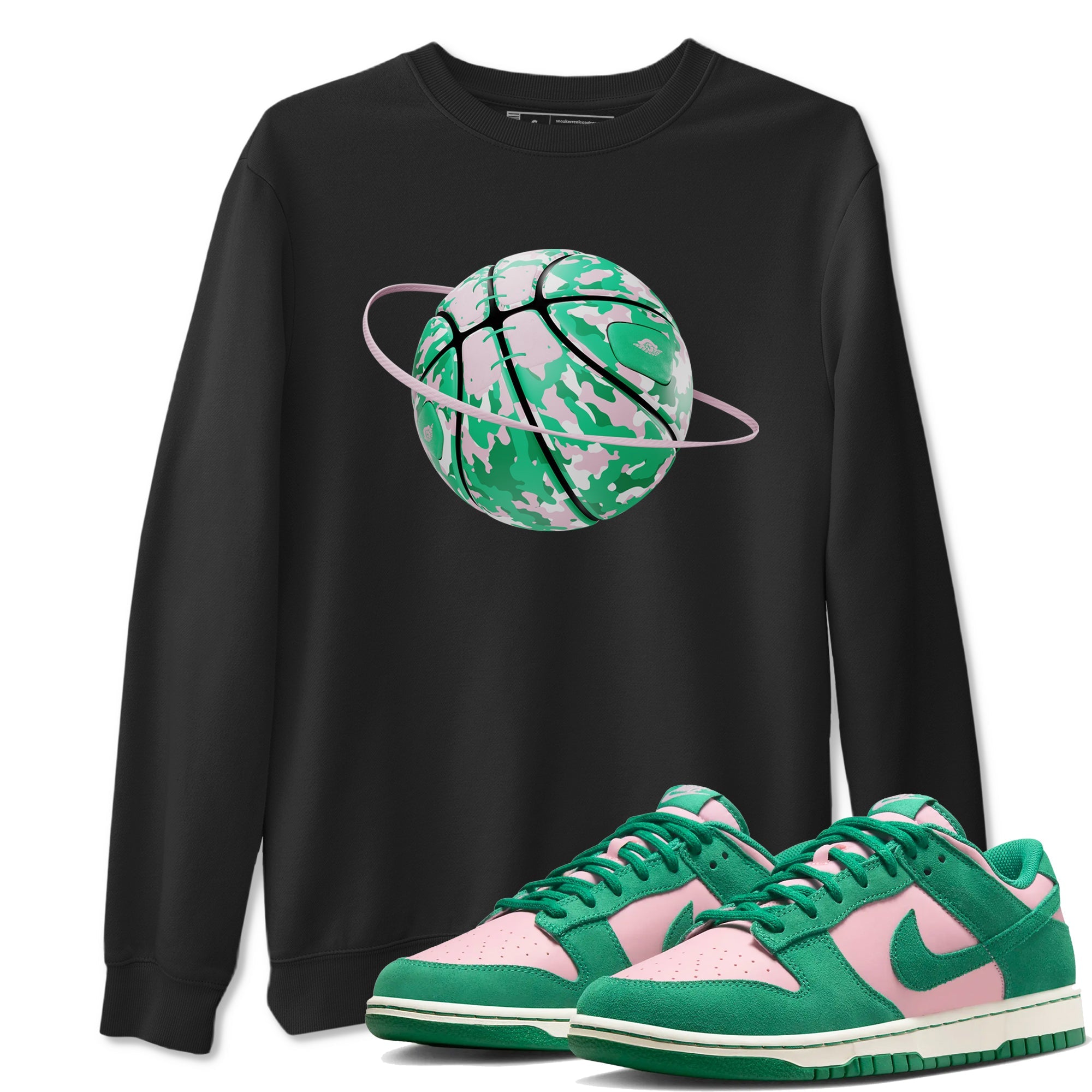 Dunk Low Medium Soft Pink Malachite shirt to match jordans Camo Basketball Planet sneaker tees Dunk Medium Soft Pink Malachite Drip Gear Zone unisex cotton Black 1 crew neck shirt