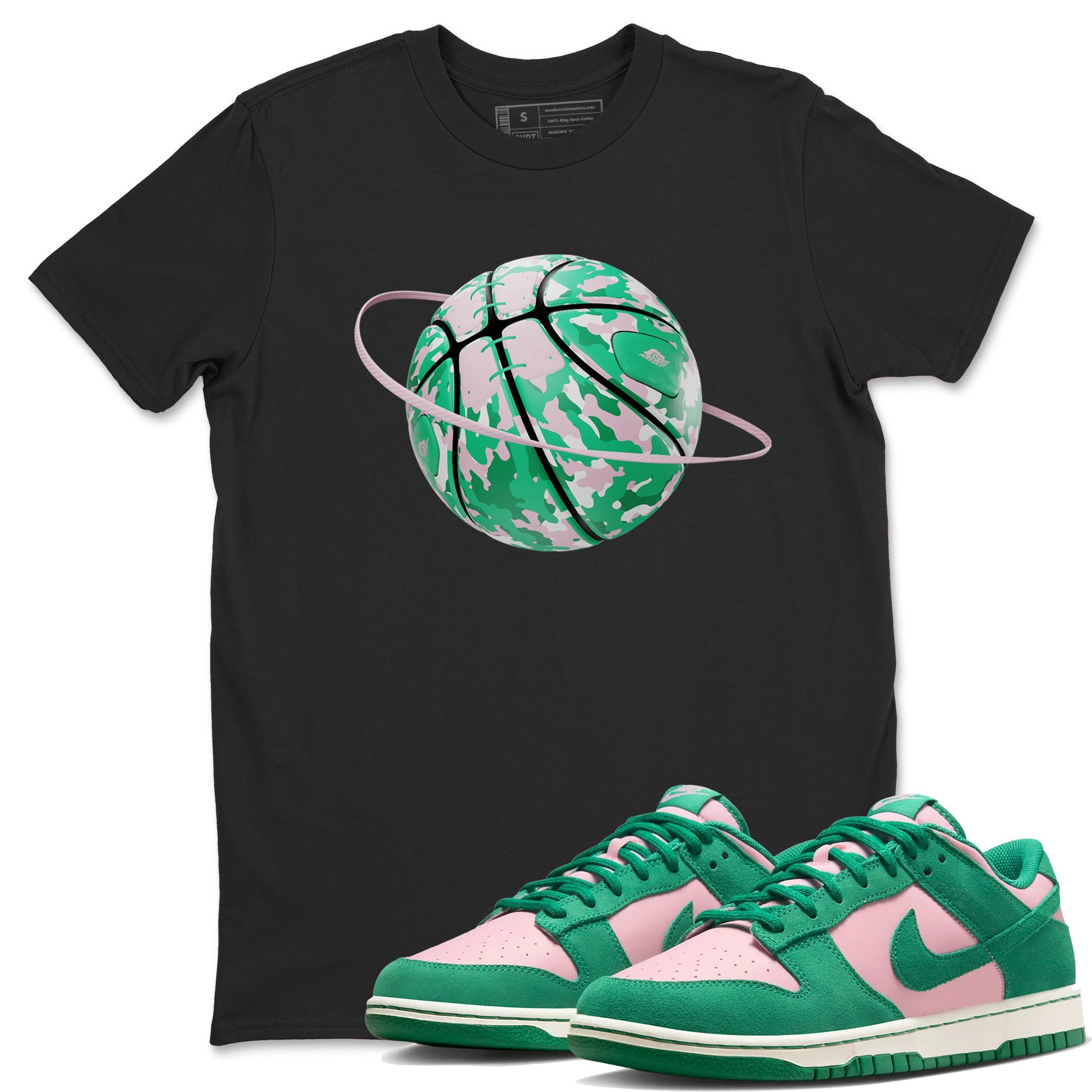 Dunk Low Medium Soft Pink Malachite shirt to match jordans Camo Basketball Planet sneaker tees Dunk Medium Soft Pink Malachite Drip Gear Zone unisex cotton Black 1 crew neck shirt