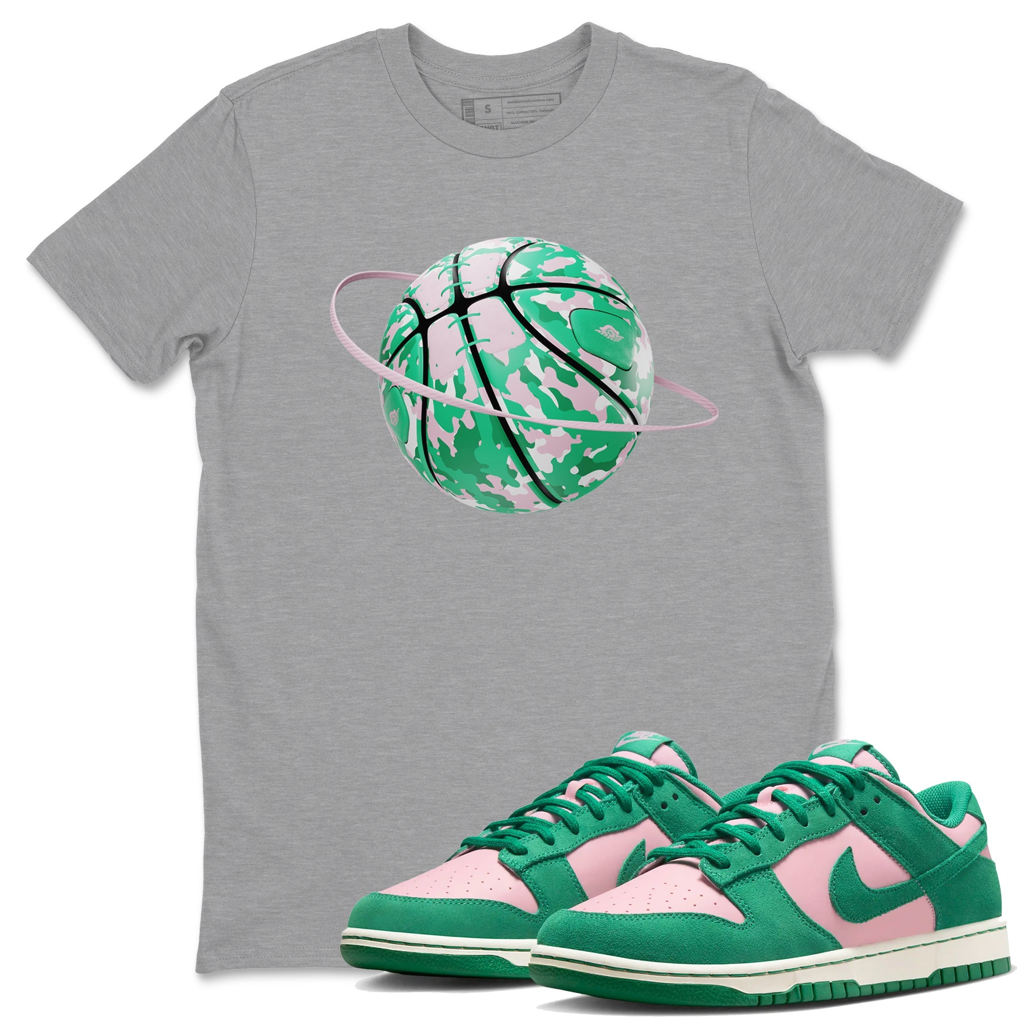 Dunk Low Medium Soft Pink Malachite shirt to match jordans Camo Basketball Planet sneaker tees Dunk Medium Soft Pink Malachite Drip Gear Zone unisex cotton Heather Grey 1 crew neck shirt
