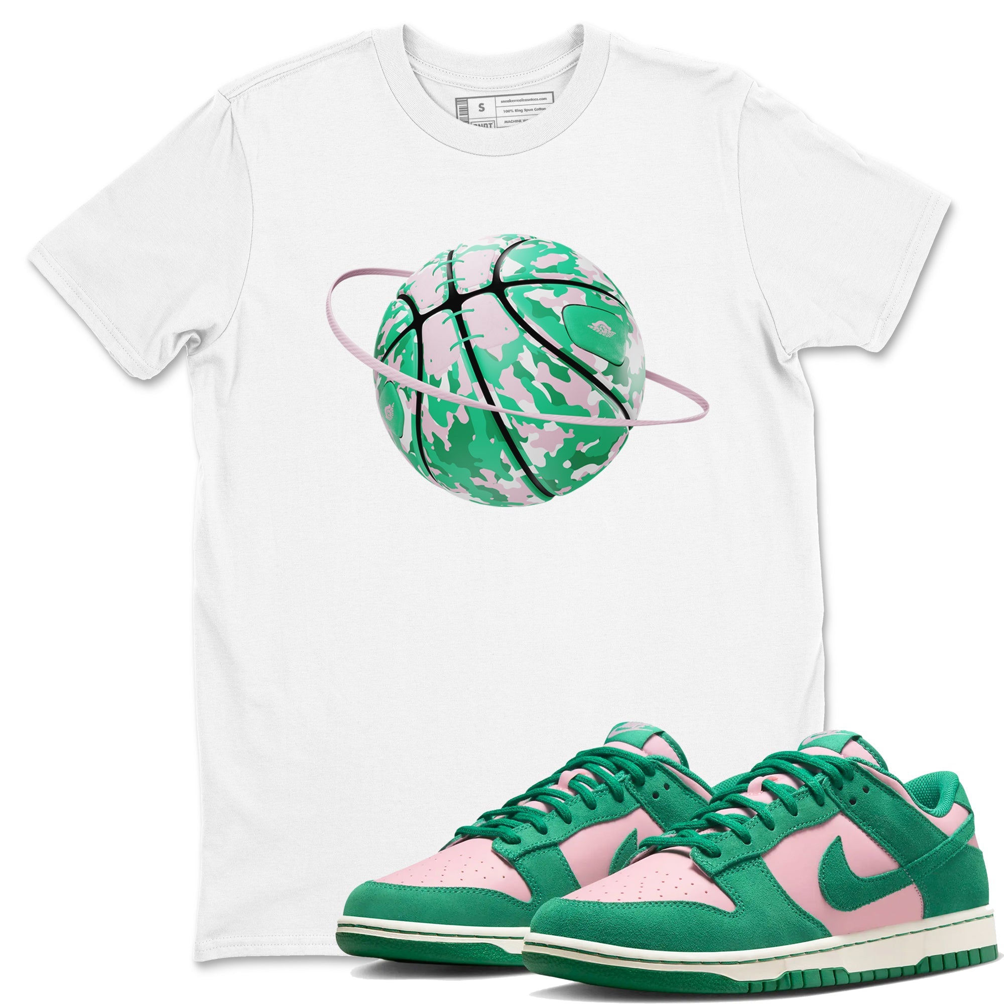 Dunk Low Medium Soft Pink Malachite shirt to match jordans Camo Basketball Planet sneaker tees Dunk Medium Soft Pink Malachite Drip Gear Zone unisex cotton White 1 crew neck shirt