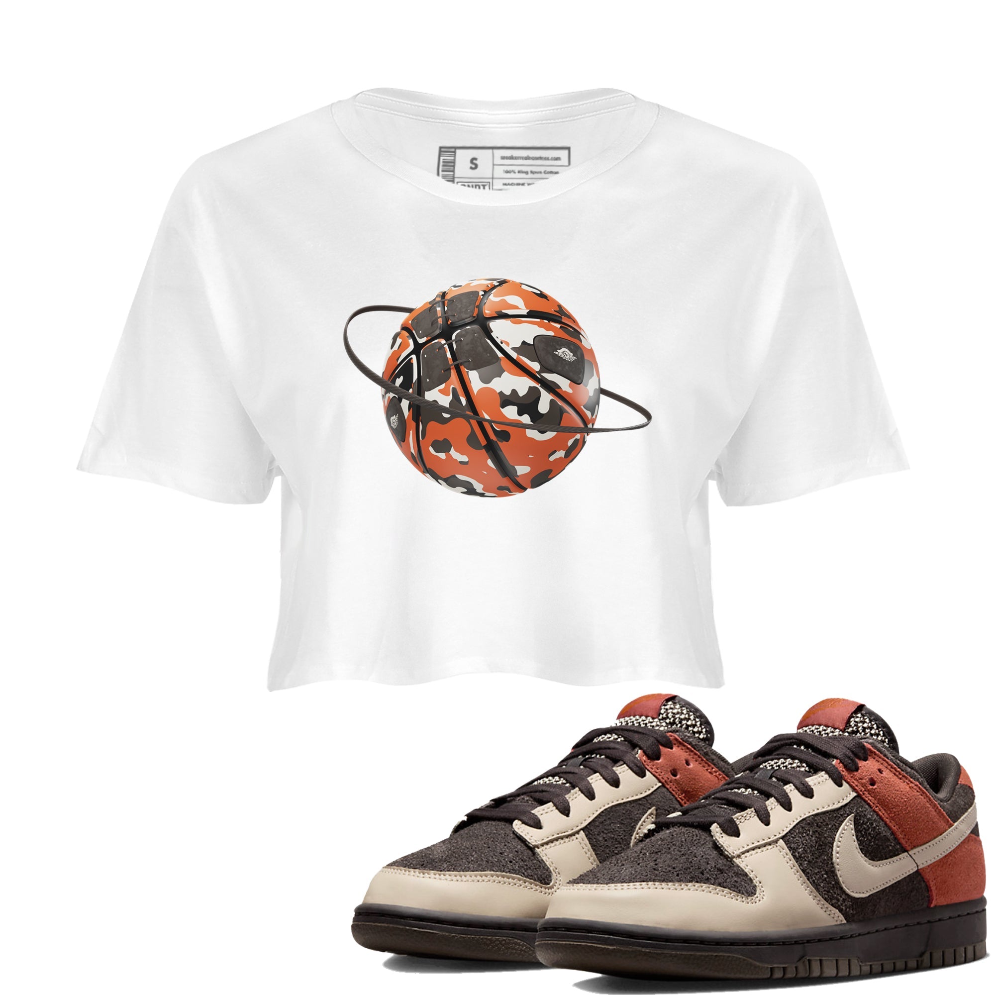 Dunk Red Panda shirt to match jordans Camo Basketball Planet sneaker tees Nike Dunk LowRed Panda Drip Gear Zone White 1 Crop T-Shirt