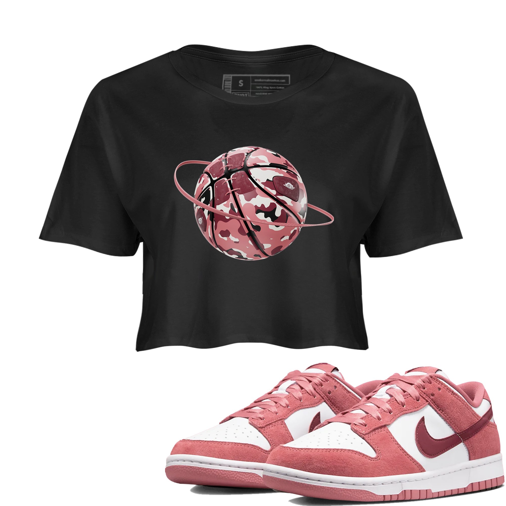 Dunk Valentines Day 2024 shirt to match jordans Camo Basketball Planet sneaker tees Dunk Happy Valentines Day 2024 Drip Gear Zone Black 1 Crop T-Shirt