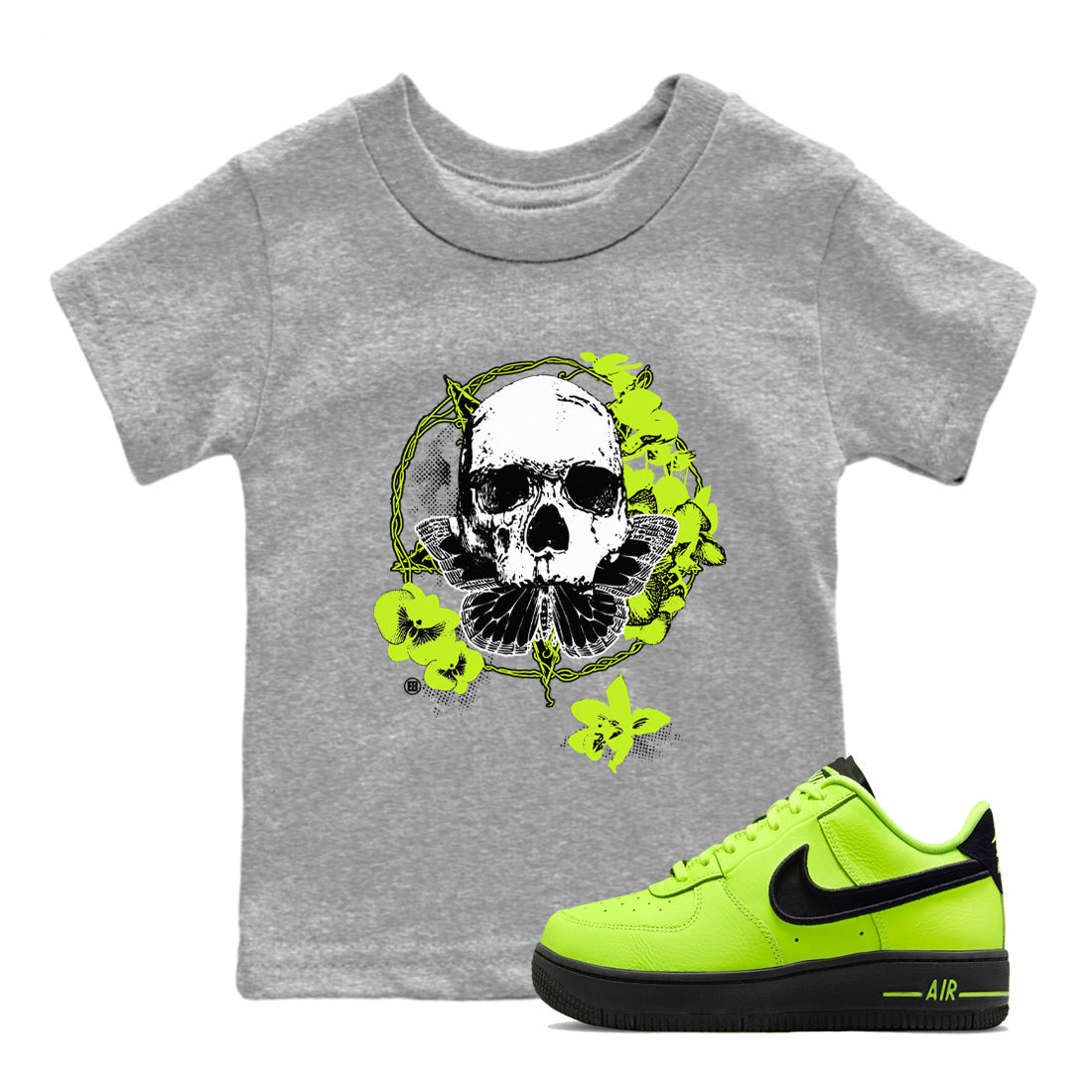 AF1 Volt shirts to match jordans Carpe Diem Skull sneaker match tees Air Force 1 Volt match shoes to clothes Drip Gear Zone Youth Baby Heather Grey 1 tee