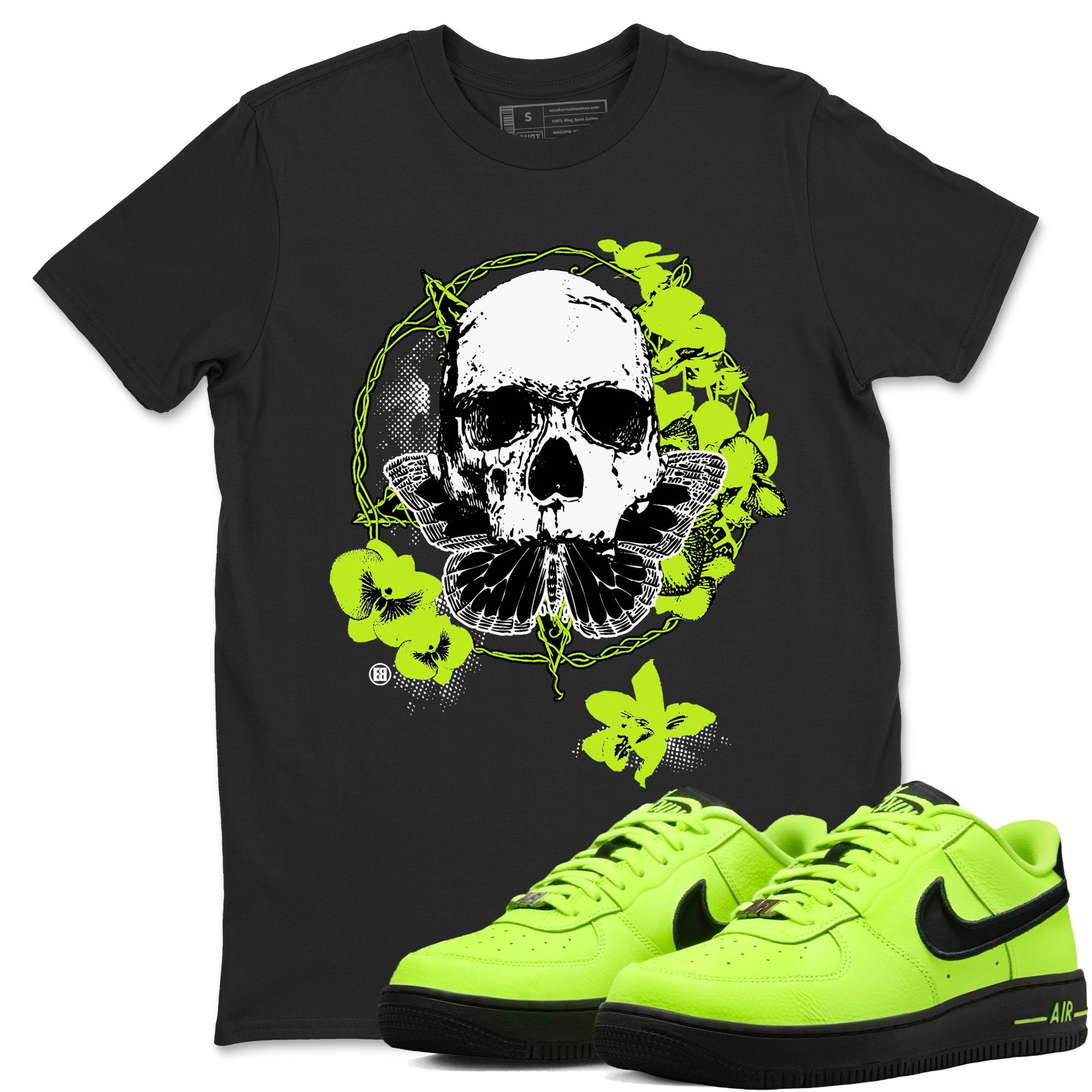 AF1 Volt shirts to match jordans Carpe Diem Skull sneaker match tees Air Force 1 Volt match shoes to clothes Drip Gear Zone unisex cotton Black 1 shirts