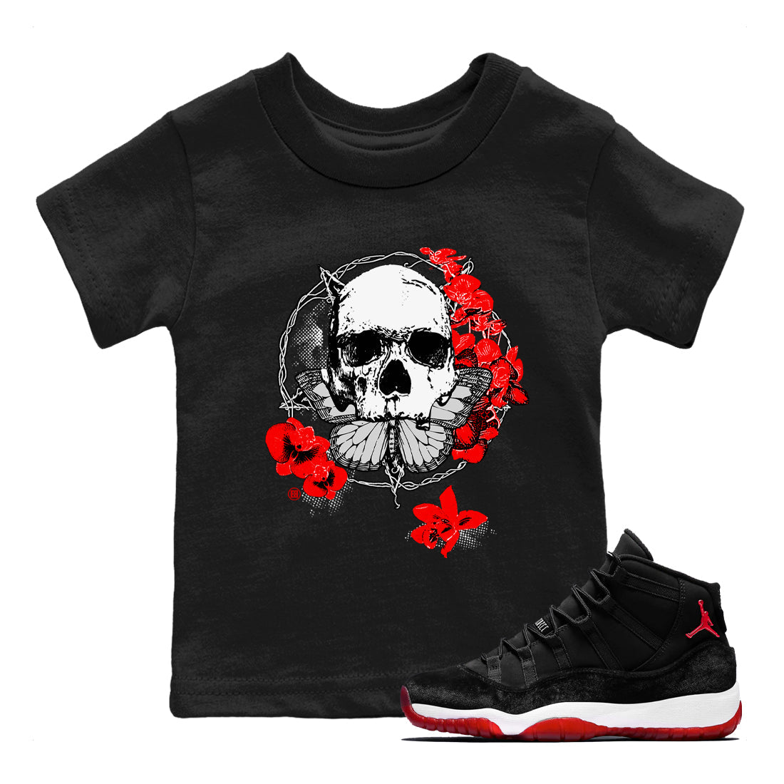 11s Bred Velvet shirts to match jordans Carpe Diem Skull sneaker match tees Air Jordan 11 Bred Velvet match shoes to clothes Drip Gear Zone Youth Baby Black 1 tee