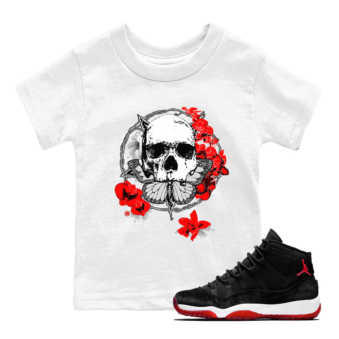 11s Bred Velvet shirts to match jordans Carpe Diem Skull sneaker match tees Air Jordan 11 Bred Velvet match shoes to clothes Drip Gear Zone Youth Baby White 1 tee