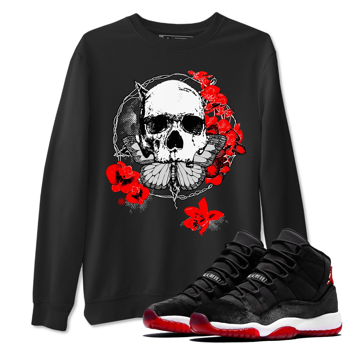 11s Bred Velvet shirts to match jordans Carpe Diem Skull sneaker match tees Air Jordan 11 Bred Velvet match shoes to clothes Drip Gear Zone unisex cotton Black 1 shirts
