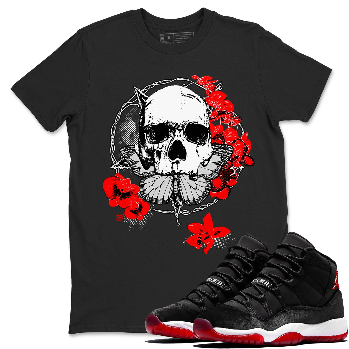 11s Bred Velvet shirts to match jordans Carpe Diem Skull sneaker match tees Air Jordan 11 Bred Velvet match shoes to clothes Drip Gear Zone unisex cotton Black 1 shirts