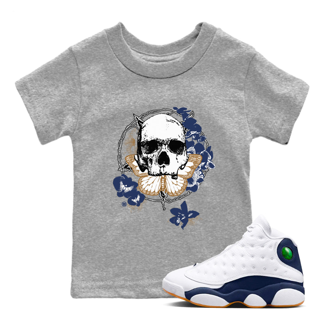 13s Midnight Navy shirts to match jordans Carpe Diem Skull sneaker match tees Air Jordan 13 Midnight Navy match shoes to clothes Drip Gear Zone Youth Baby Heather Grey 1 tee