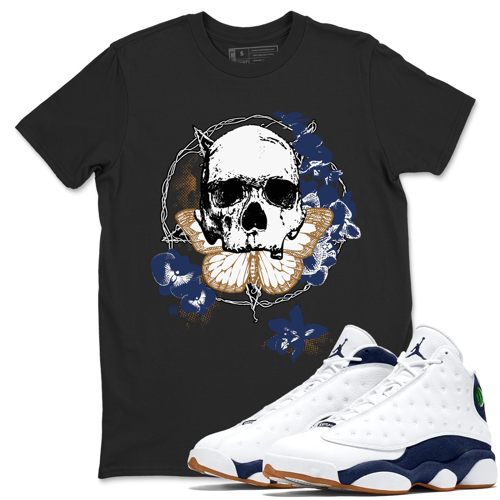 13s Midnight Navy shirts to match jordans Carpe Diem Skull sneaker match tees Air Jordan 13 Midnight Navy match shoes to clothes Drip Gear Zone unisex cotton Black 1 shirts