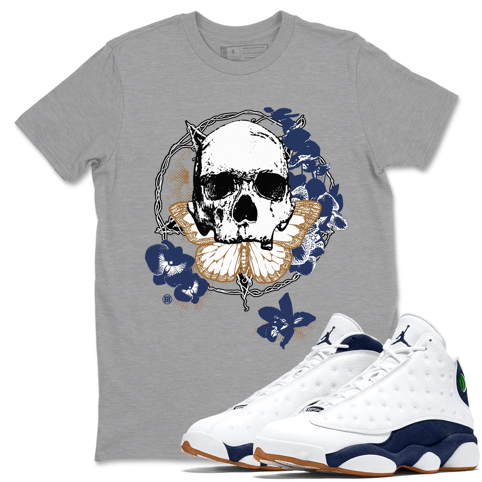 13s Midnight Navy shirts to match jordans Carpe Diem Skull sneaker match tees Air Jordan 13 Midnight Navy match shoes to clothes Drip Gear Zone unisex cotton Heather Grey 1 shirts