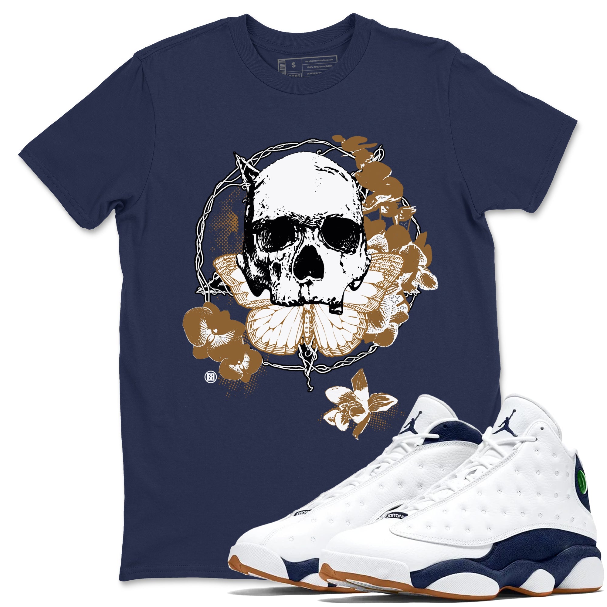 13s Midnight Navy shirts to match jordans Carpe Diem Skull sneaker match tees Air Jordan 13 Midnight Navy match shoes to clothes Drip Gear Zone unisex cotton Navy 1 shirts