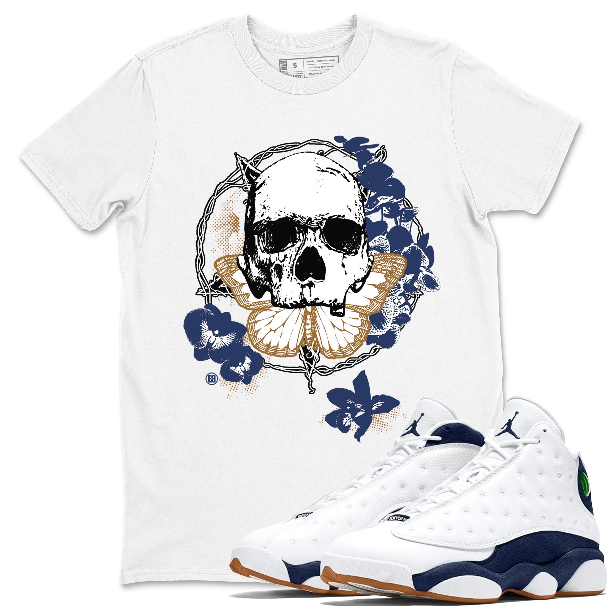 13s Midnight Navy shirts to match jordans Carpe Diem Skull sneaker match tees Air Jordan 13 Midnight Navy match shoes to clothes Drip Gear Zone unisex cotton White 1 shirts