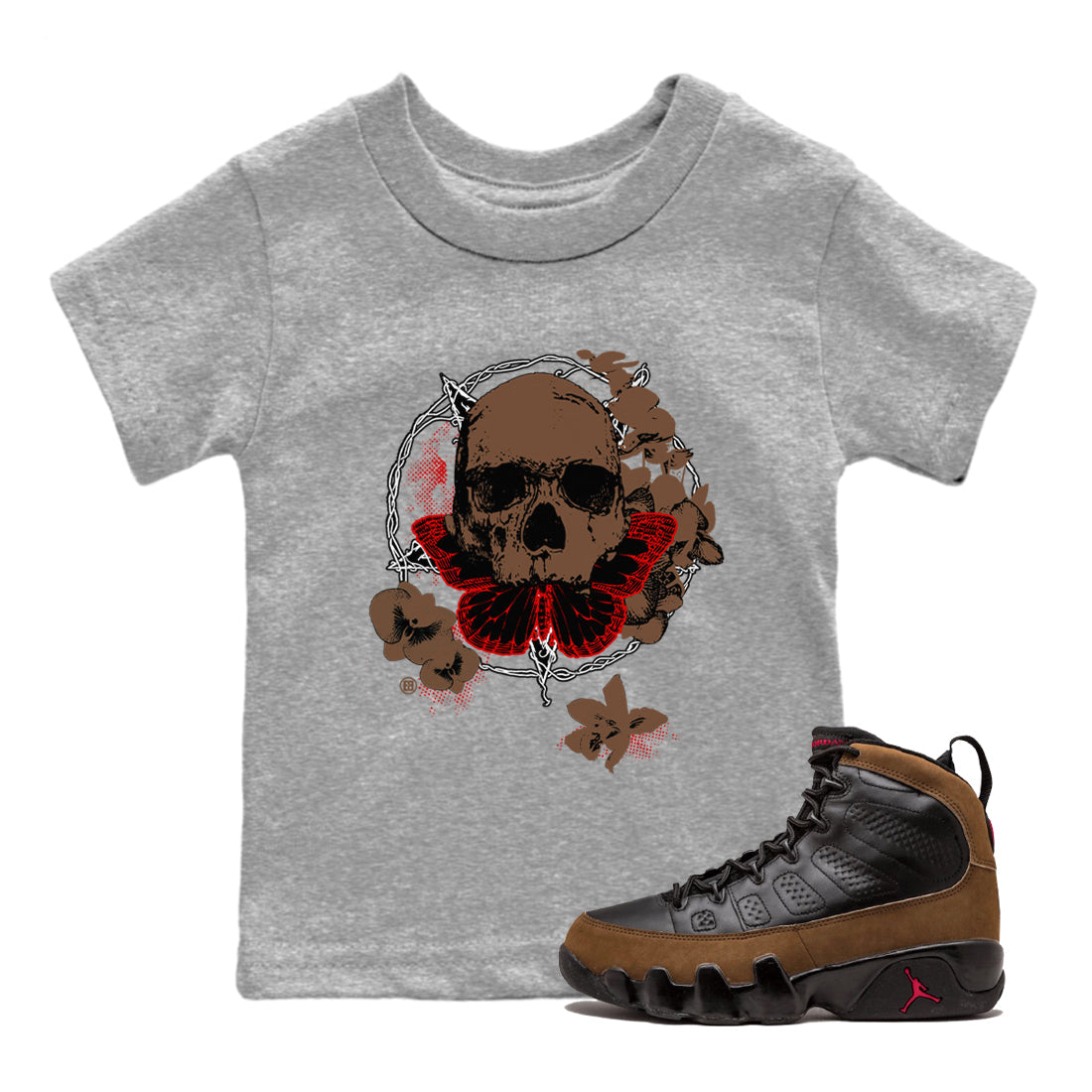 9s Olive shirts to match jordans Carpe Diem Skull sneaker match tees Air Jordan 9 Olive match shoes to clothes Drip Gear Zone Youth Baby Heather Grey 1 tee
