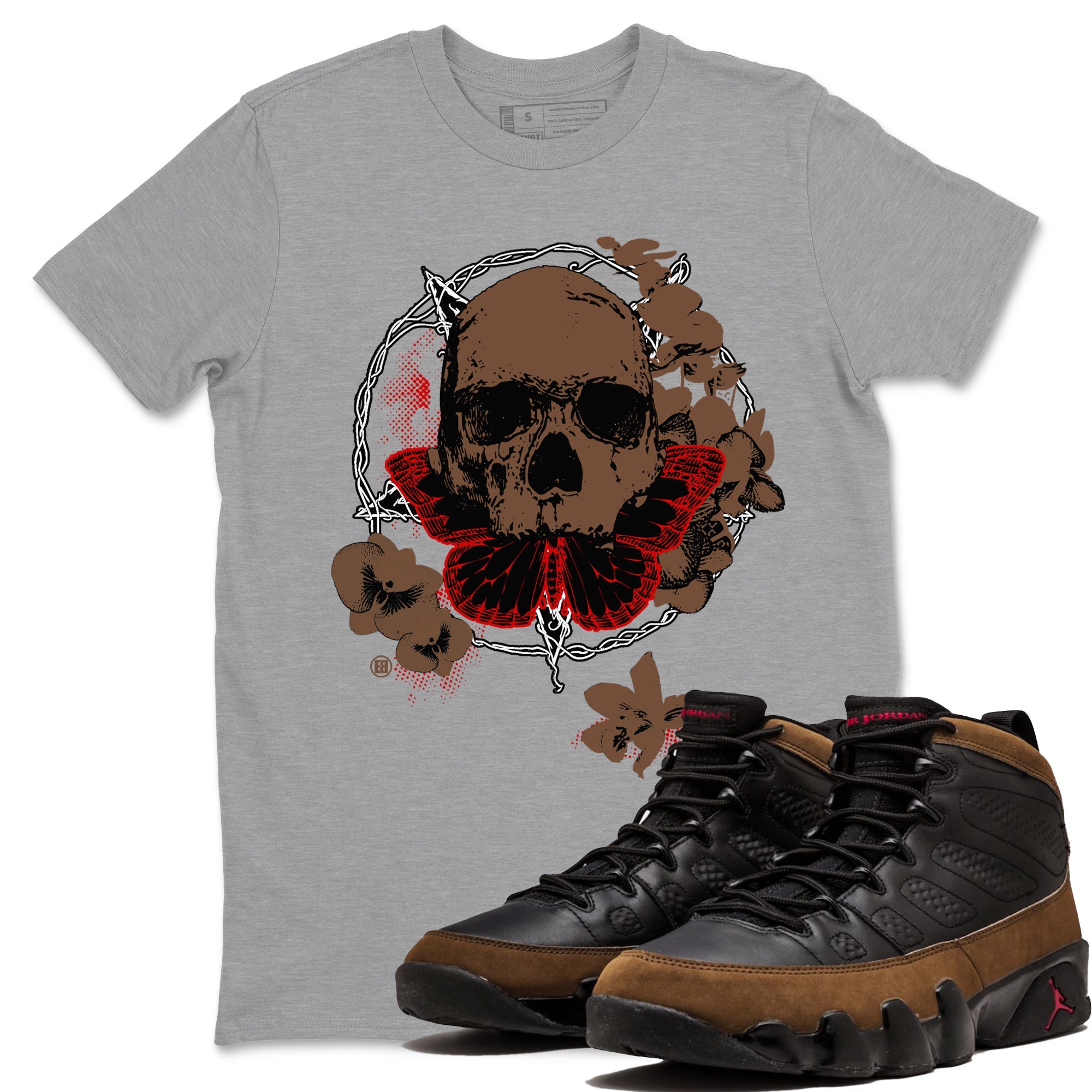 9s Olive shirts to match jordans Carpe Diem Skull sneaker match tees Air Jordan 9 Olive match shoes to clothes Drip Gear Zone unisex cotton Heather Grey 1 shirts