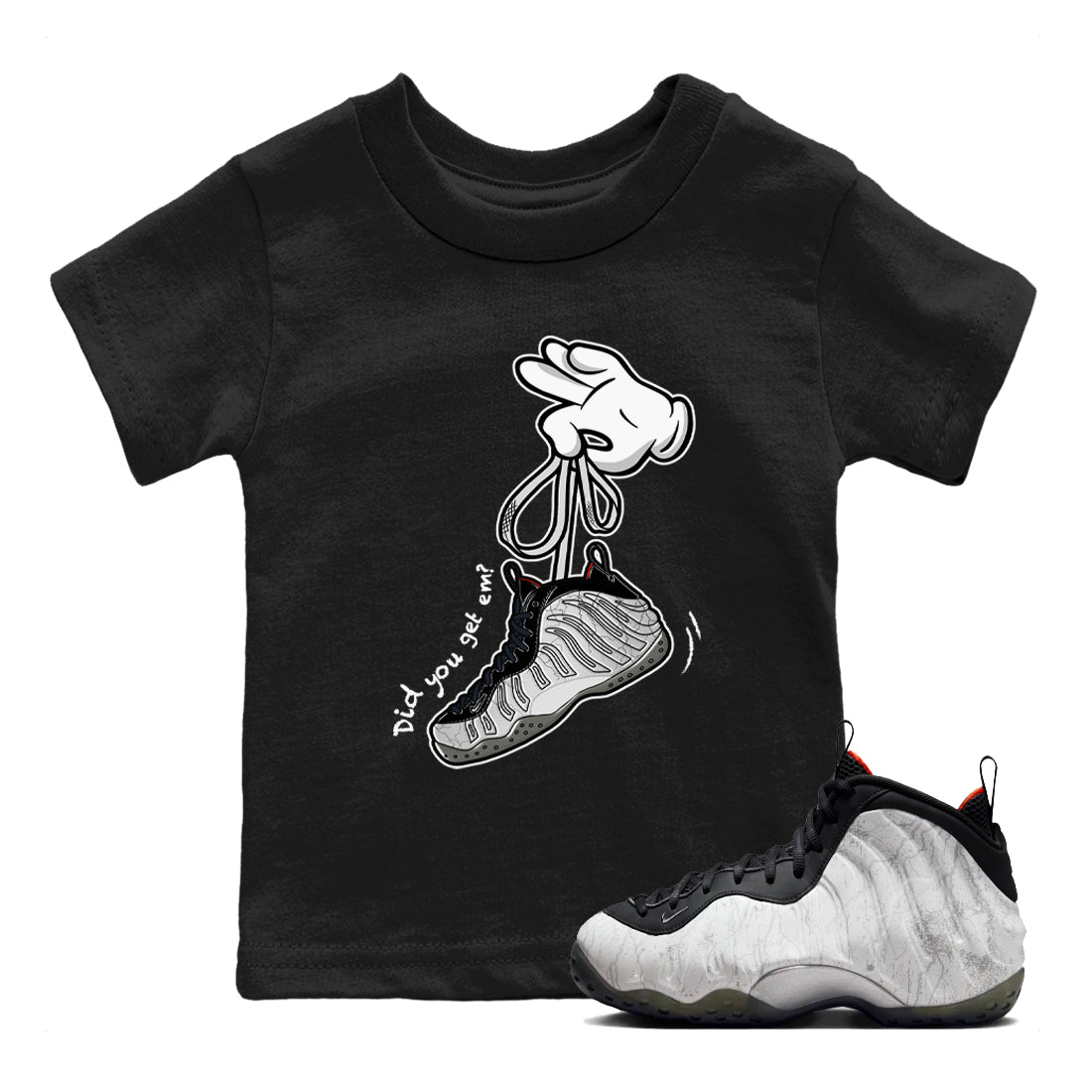 Foams One Jin shirts to match jordans Cartoon Hands sneaker match tees Air Foamposite One Jin match shoes to clothes Drip Gear Zone Youth Baby Black 1 tee