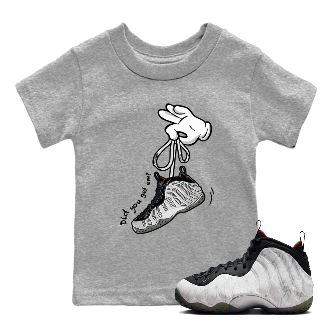 Foams One Jin shirts to match jordans Cartoon Hands sneaker match tees Air Foamposite One Jin match shoes to clothes Drip Gear Zone Youth Baby Heather Grey 1 tee