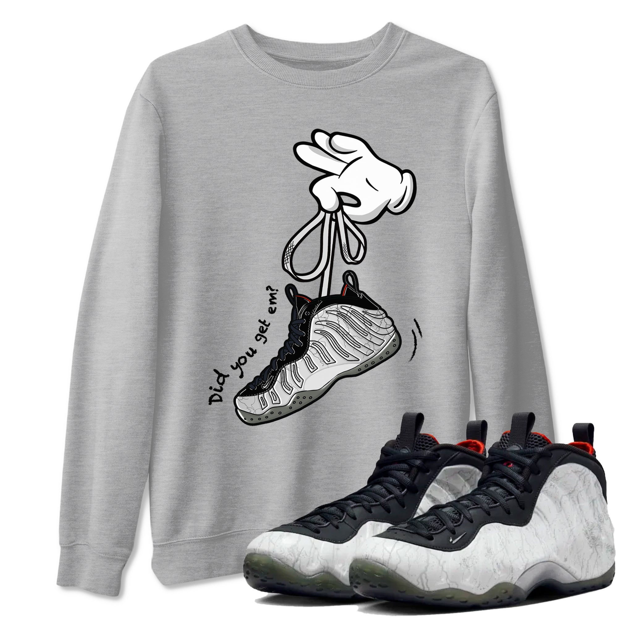 Foams One Jin shirts to match jordans Cartoon Hands sneaker match tees Air Foamposite One Jin match shoes to clothes Drip Gear Zone unisex cotton Heather Grey 1 shirts