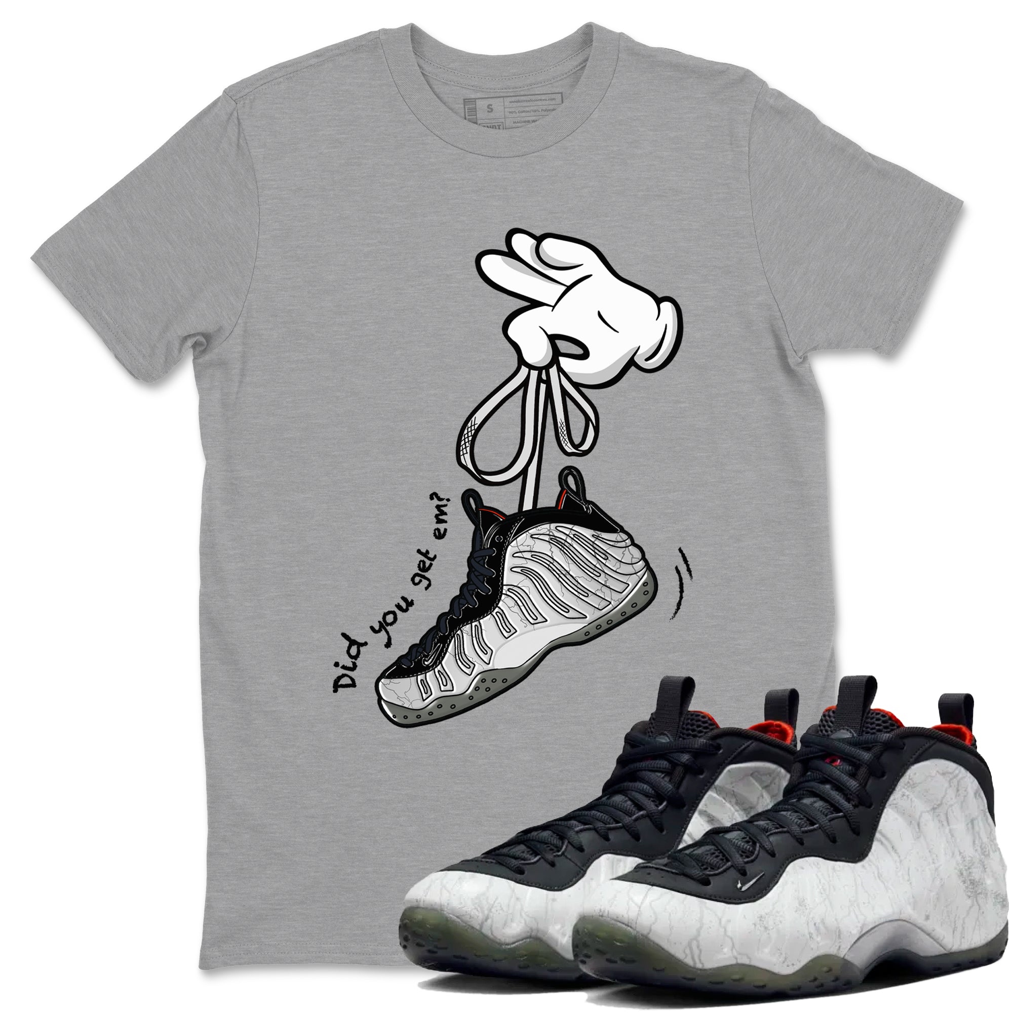 Foams One Jin shirts to match jordans Cartoon Hands sneaker match tees Air Foamposite One Jin match shoes to clothes Drip Gear Zone unisex cotton Heather Grey 1 shirts