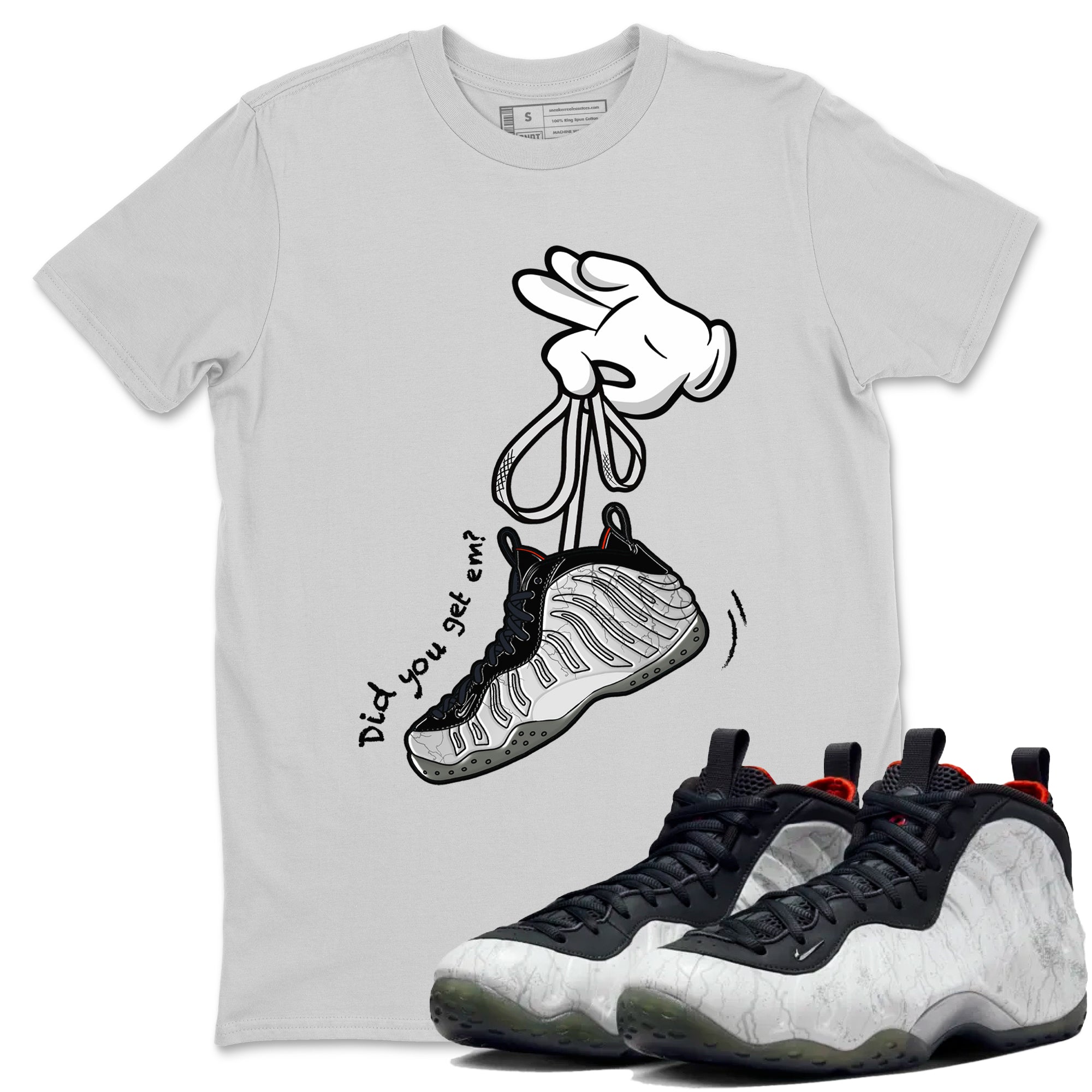 Foams One Jin shirts to match jordans Cartoon Hands sneaker match tees Air Foamposite One Jin match shoes to clothes Drip Gear Zone unisex cotton Silver 1 shirts