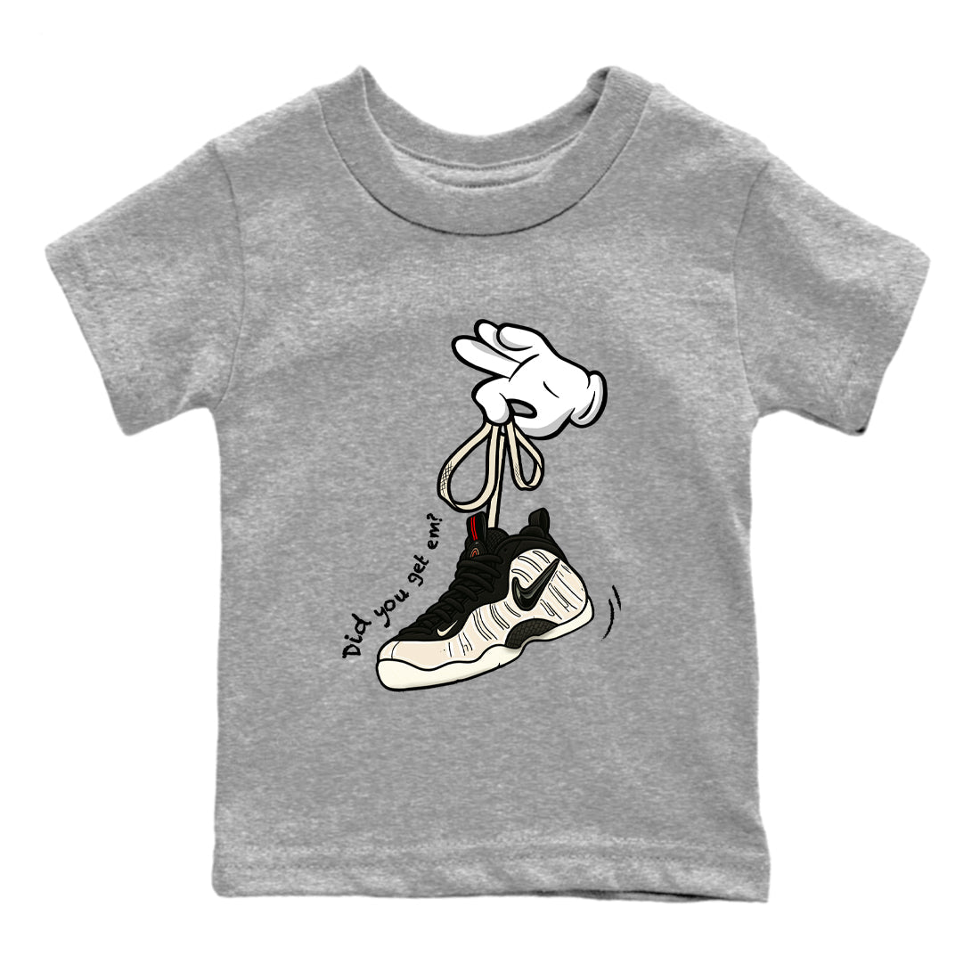Sneaker Threads  Sneaker Tees To Match Air Foamposite One Pearl  Cartoon Hands Youth Graphic Tee Heather Grey 2. Perfect for Jordan releases 2025 colorways.