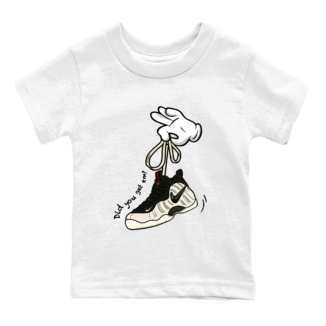 Sneaker Threads  Sneaker Tees To Match Air Foamposite One Pearl  Cartoon Hands Youth Graphic Tee White 2. Perfect for Jordan releases 2025 colorways.