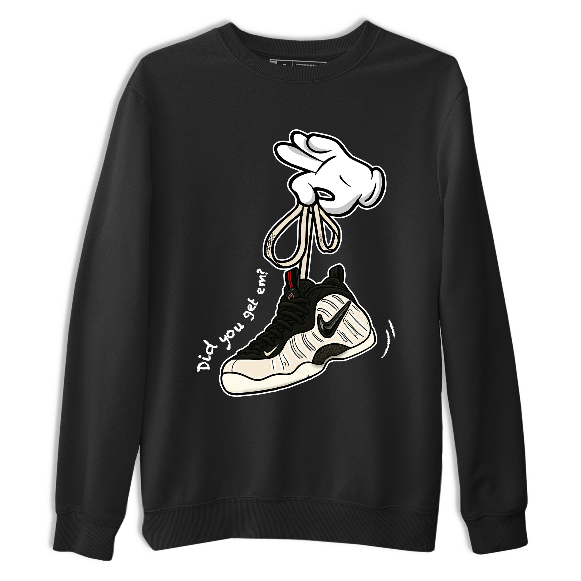 Sneaker Threads  Sneaker Tees To Match Air Foamposite One Pearl  Cartoon Hands Graphic Tee Black 2. Perfect for Jordan releases 2025 colorways.