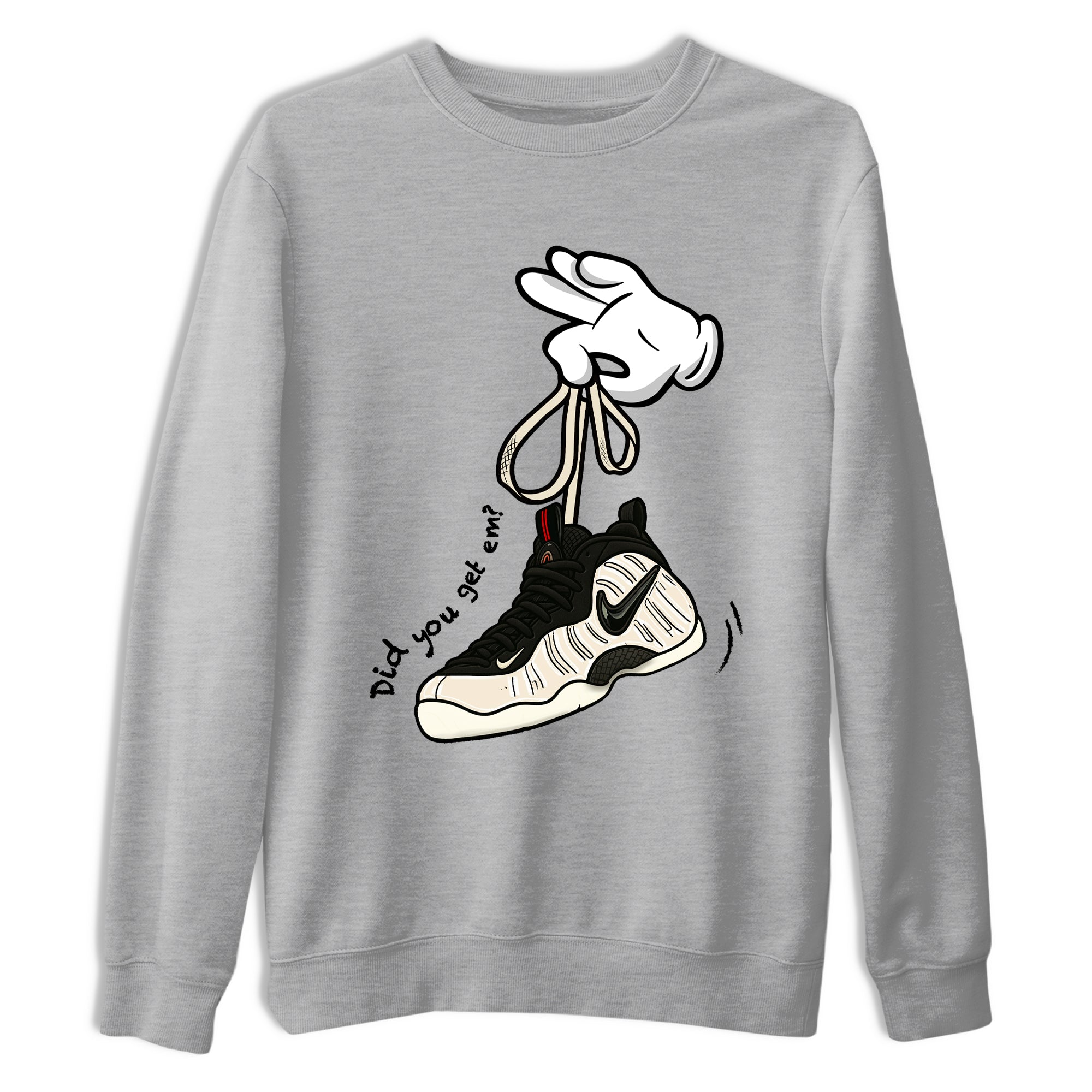 Sneaker Threads  Sneaker Tees To Match Air Foamposite One Pearl  Cartoon Hands Graphic Tee Heather Grey 2. Perfect for Jordan releases 2025 colorways.