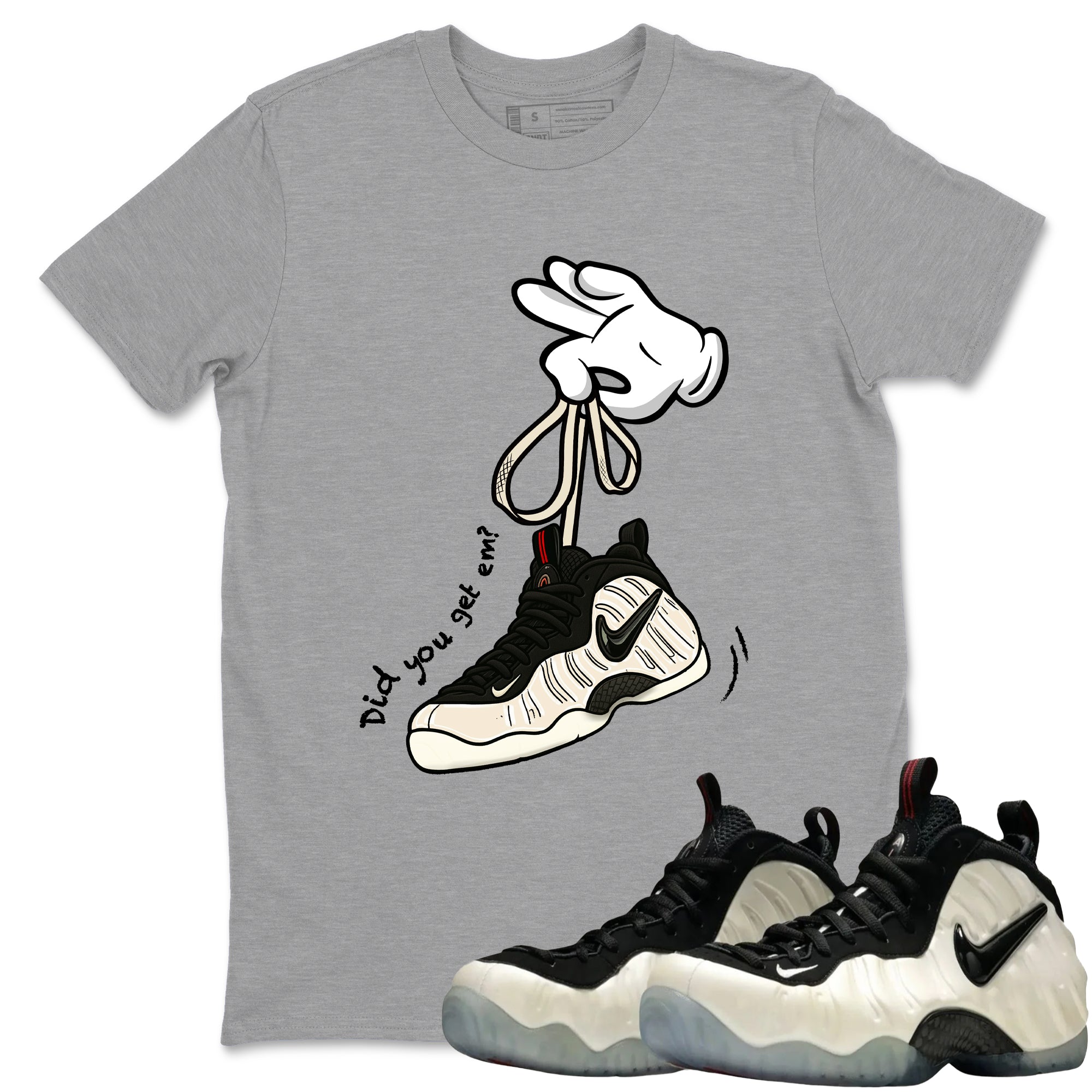 Sneaker Threads  Sneaker Tees To Match Air Foamposite One Pearl  Cartoon Hands Graphic Tee Heather Grey 1. Perfect for Jordan releases 2025 colorways.