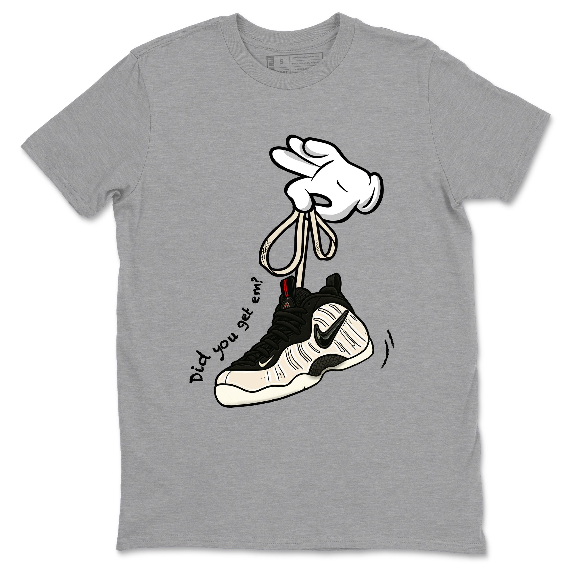 Sneaker Threads  Sneaker Tees To Match Air Foamposite One Pearl  Cartoon Hands Graphic Tee Heather Grey 2. Perfect for Jordan releases 2025 colorways.