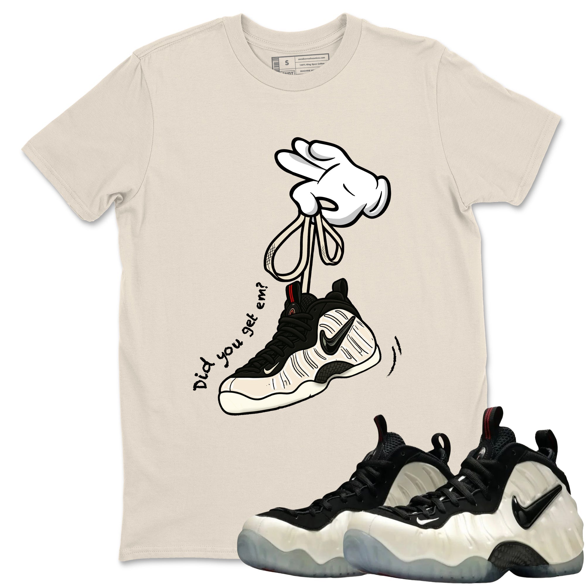 Sneaker Threads  Sneaker Tees To Match Air Foamposite One Pearl  Cartoon Hands Graphic Tee Natural 1. Perfect for Jordan releases 2025 colorways.