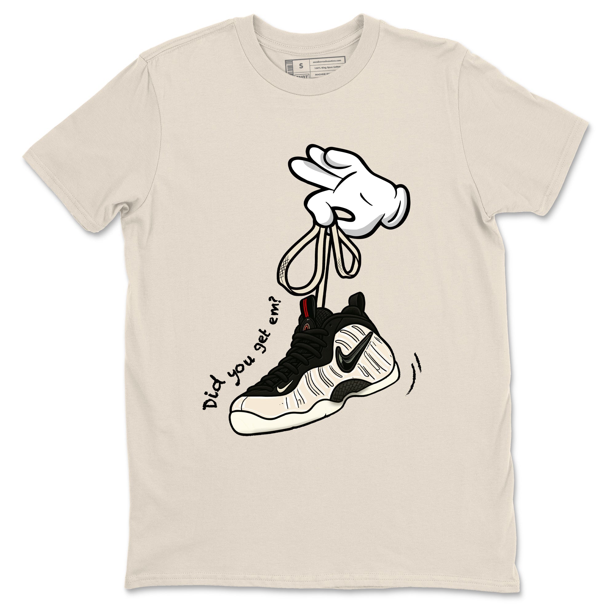 Sneaker Threads  Sneaker Tees To Match Air Foamposite One Pearl  Cartoon Hands Graphic Tee Natural 2. Perfect for Jordan releases 2025 colorways.
