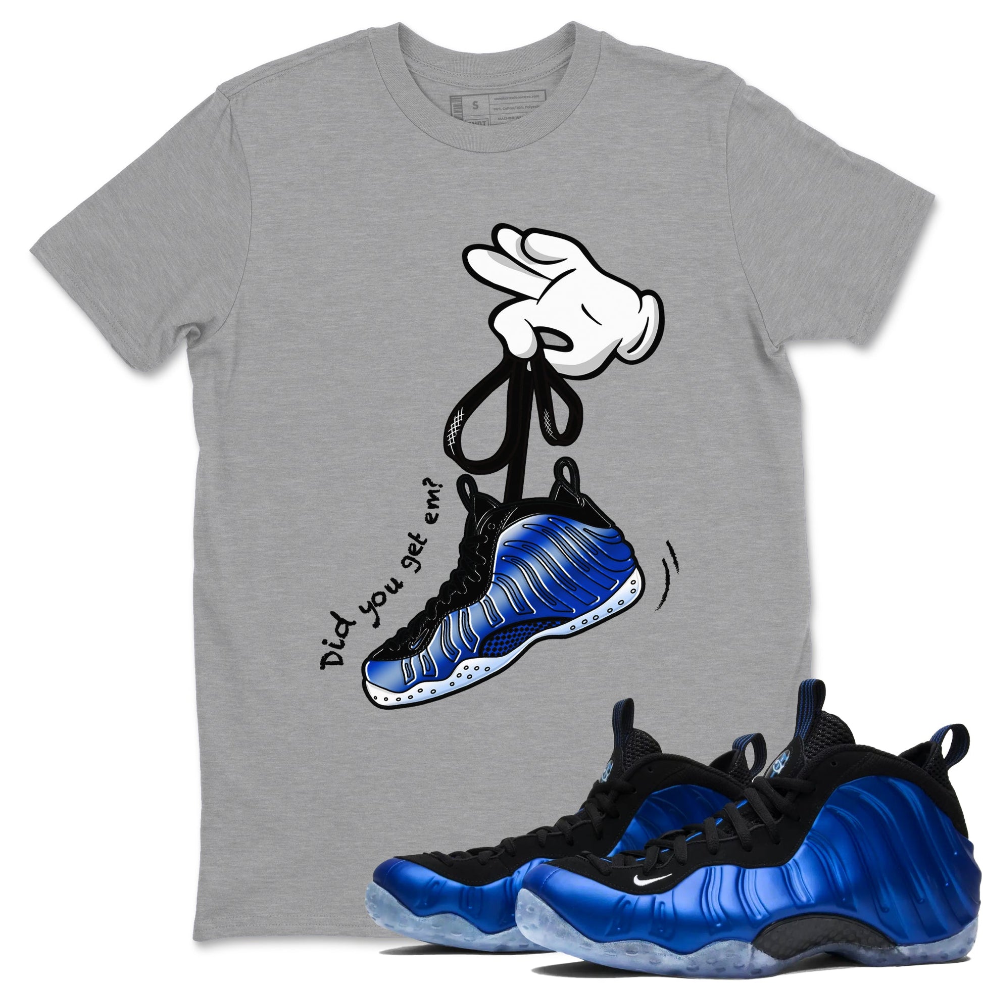 Air Foamposite One Royal shirts to match jordans Cartoon Hands sneaker match tees Foams One Royal match shoes to clothes Drip Gear Zone unisex cotton Heather Grey 1 shirts