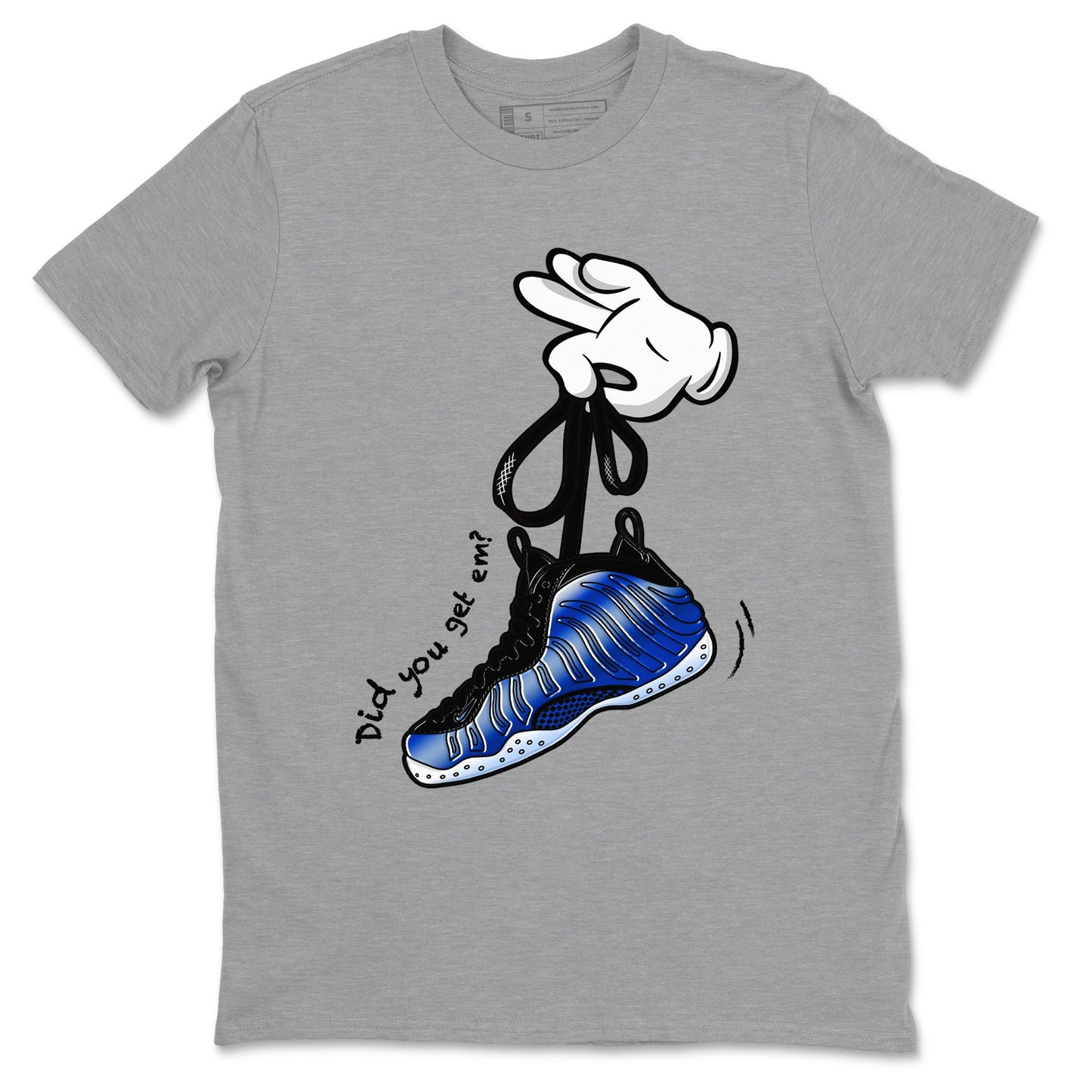 Air Foamposite One Royal shirts to match jordans Cartoon Hands sneaker match tees Foams One Royal match shoes to clothes Drip Gear Zone unisex cotton Heather Grey 2 shirts