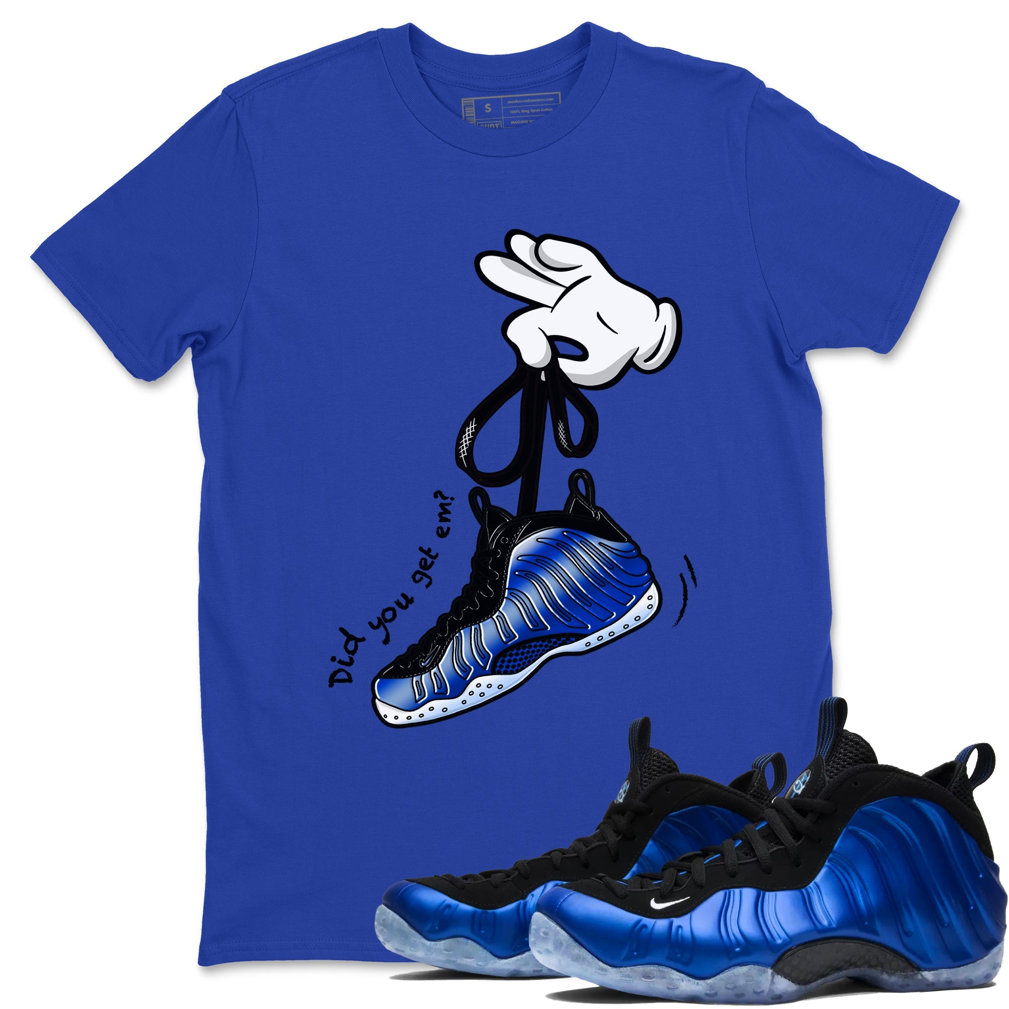 Air Foamposite One Royal shirts to match jordans Cartoon Hands sneaker match tees Foams One Royal match shoes to clothes Drip Gear Zone unisex cotton Royal Blue 1 shirts